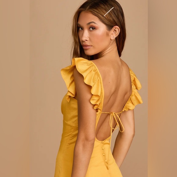 Wedding Guest Maxi Dress - Mustard - Picture 3 of 3